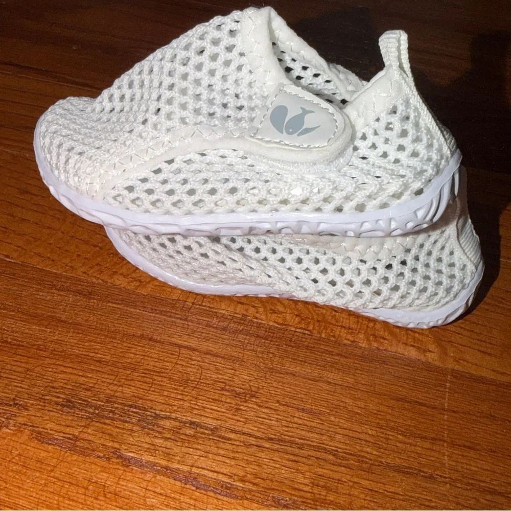 Toddler White Mesh Water Shoes | Lightweight Slip-On Pool Beach Shoes | Size 4